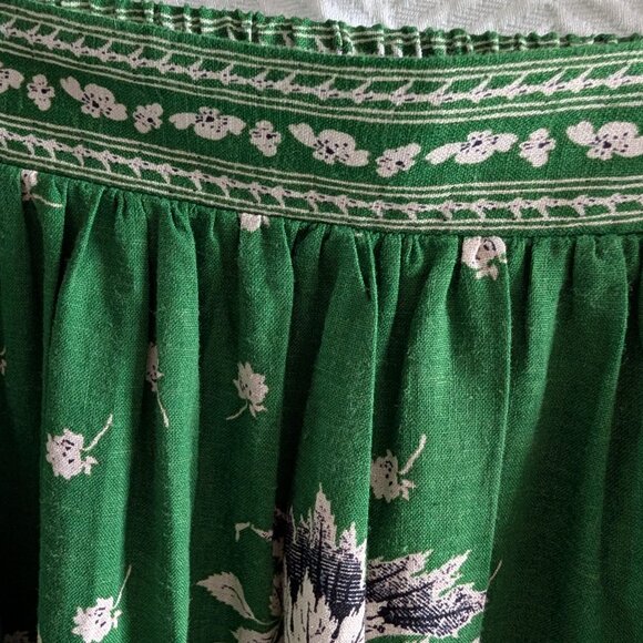 Max Studio London Linen Blend Green Floral Midi Skirt Size Small Pockets Summer - Picture 5 of 14